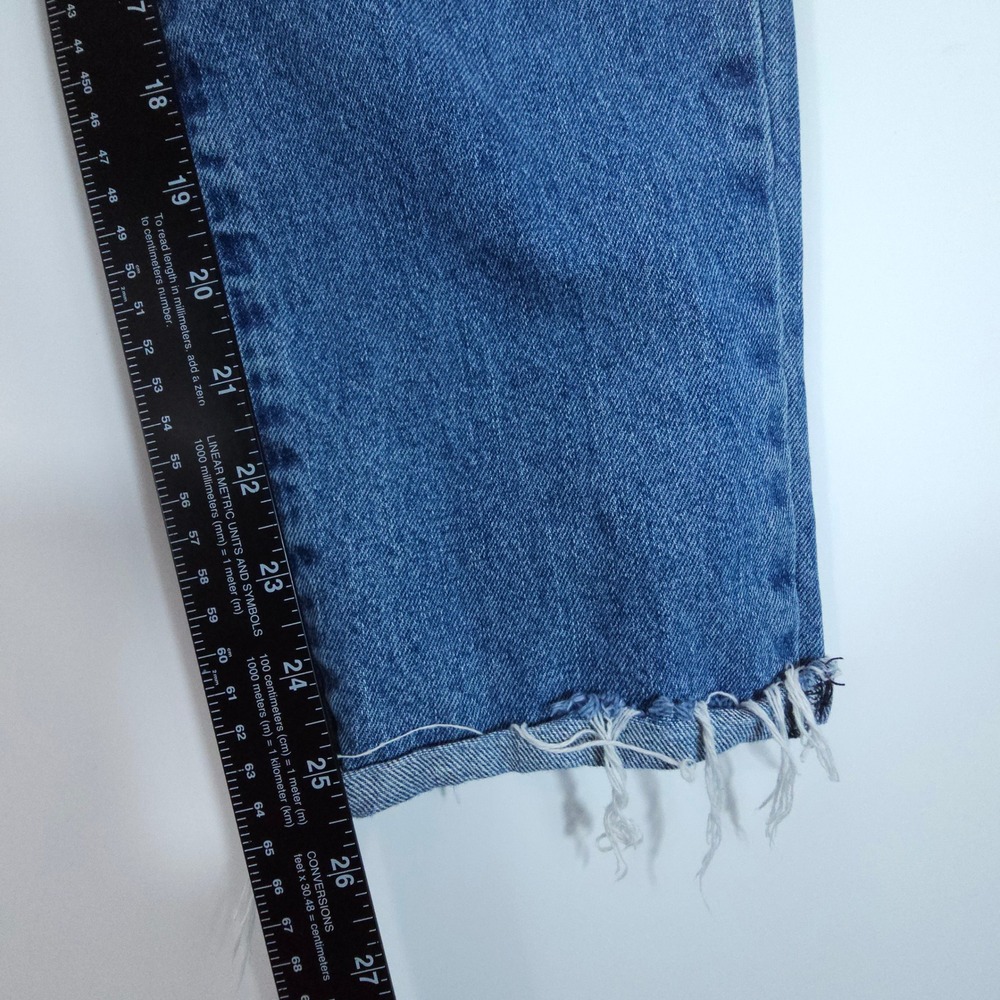 Lucky Brand Drew Mom Jeans Womens 6/28 Blue Vintage High Rise Raw Hem Straight - Picture 11 of 12